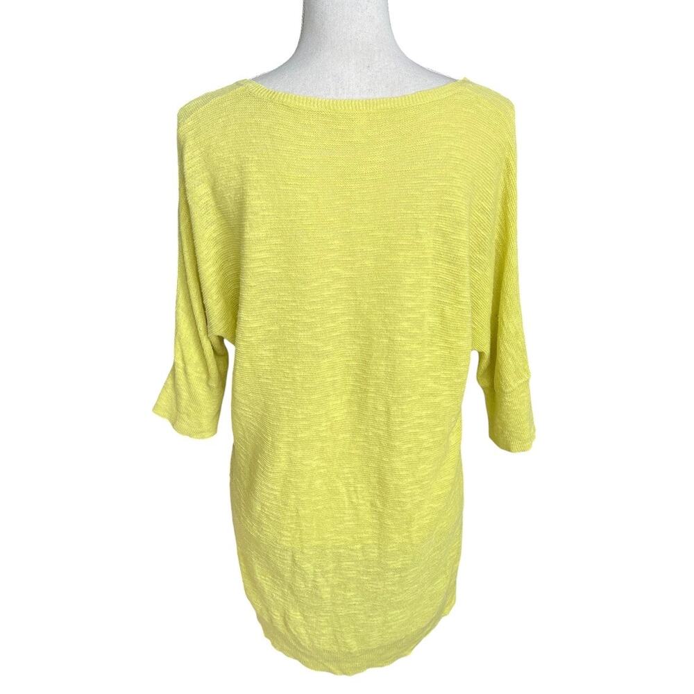 Eileen Fisher lime yellow Citron short Sleeve pullover sweater petite m summer - Picture 3 of 4
